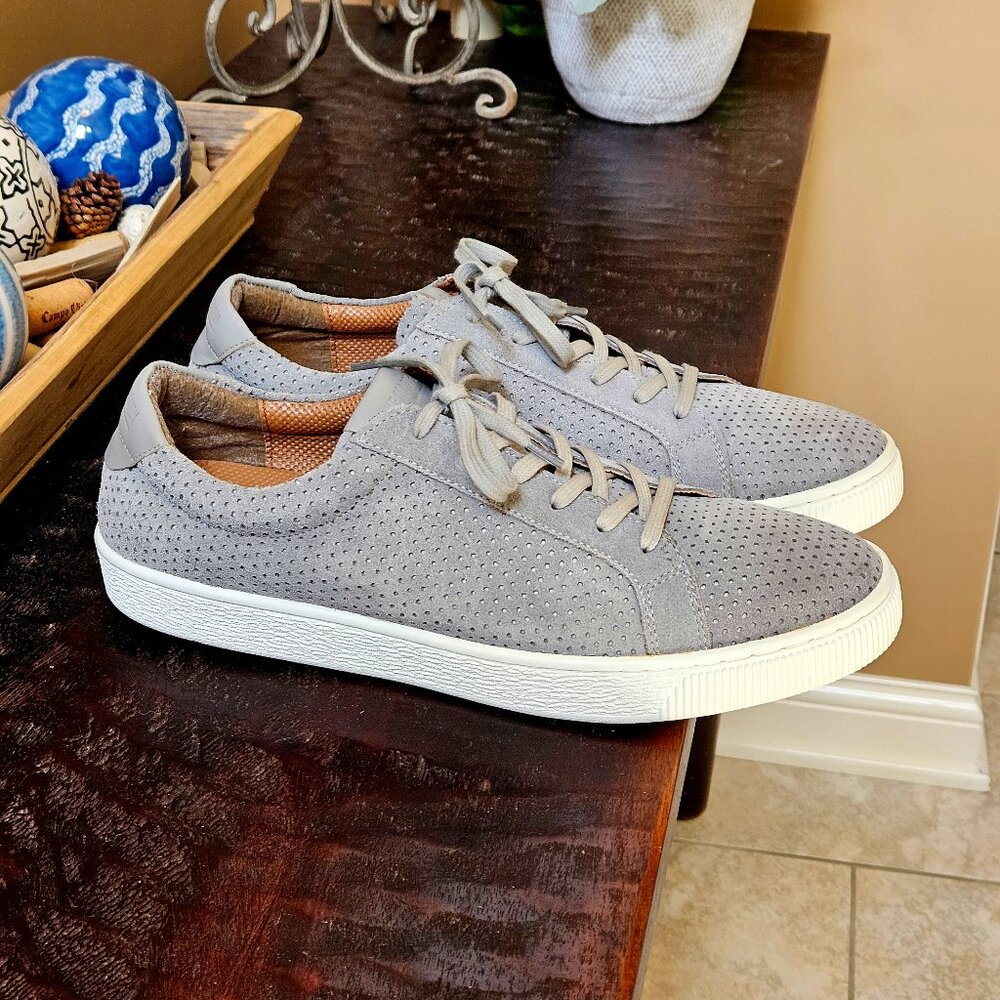Steve Madden Men's Perforated "P-Stoked" Gray Suede Sneakers, Sz 12